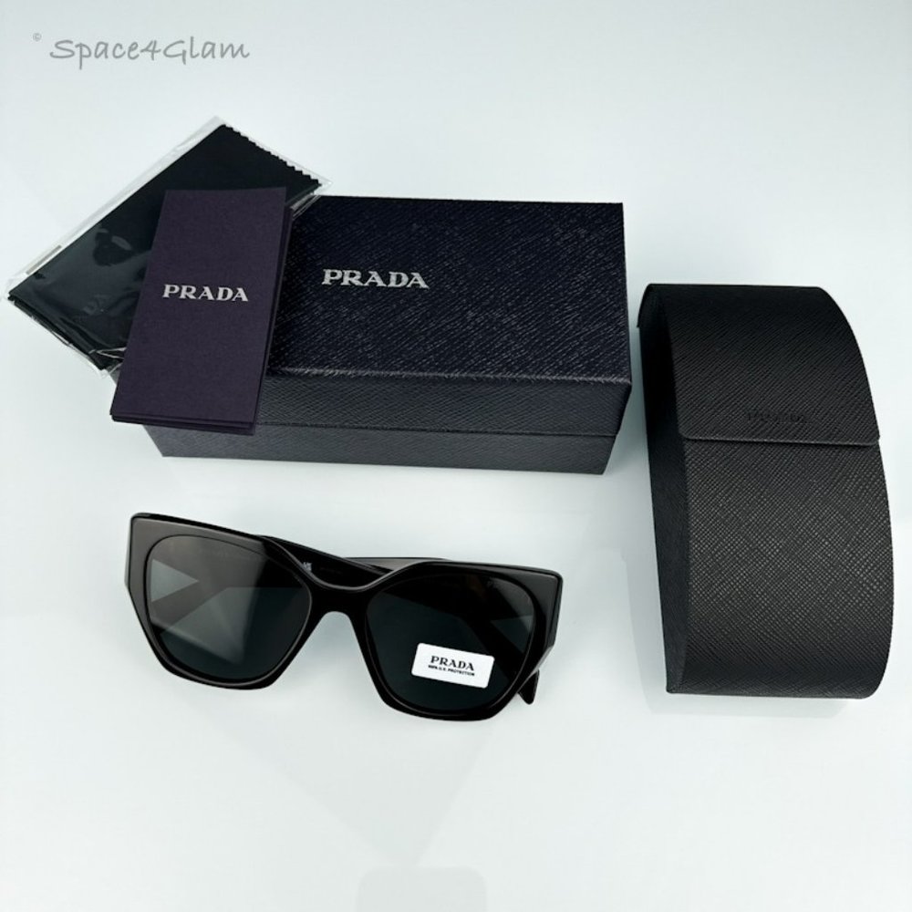 Prada Women Sunglasses Black Grey Cat Eye PR19ZS 1AB5S0 NEW AUTHENTIC - Picture 7 of 9